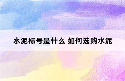 水泥标号是什么 如何选购水泥